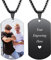 INBLUE Personalisierte Dog Tag Anhänger Halskette Gravur Text/Bilder/Erinnerung Foto Edelstahl Halskette für Männer Frauen Bündel mit Verstellbarer Kette, Schlüsselanhänger, Schalldämpfer(Schwarze)