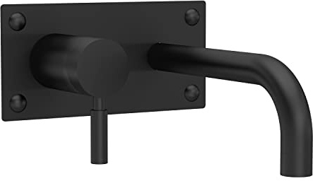 Hudson Reed PK428 Tec Lever Modern Bathroom Wall Mount Lever Basin Bath Filler Tap, 213mm, Matt Black