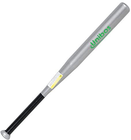 Unibos 28 inch Wooden/Aluminium Baseball Bat Adult Kids Baseball Bat Stick Anti-Slip Long Lightweight for Training and Practise or Self & Home Defence (Aluminum)
