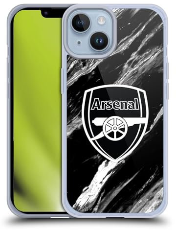 Head Case Designs Officially Licensed Arsenal FC Marble Crest Patterns Soft Gel Case Compatible With Apple iPhone 14