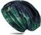 WANSSY® Damen Herren Unisex Uni Farbe Beanie mit Färbemuster Federmuster Fashion Einheitshröße Kopfbedeckung (Blau-Grün)