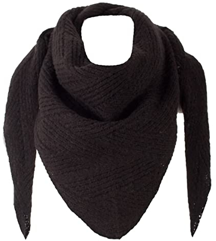 FASHION YOU WANT Damen XXL Strick Dreieck Schal mit Zopf Strickmuster in Unifarben, Schal, Leichtes Tuch (schwarz)
