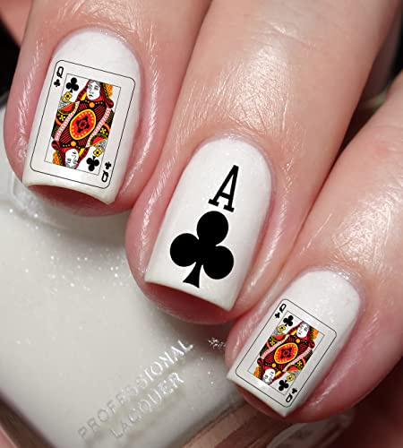 King Queen Jack & Ace of Flower Nail Art Decal Sticker