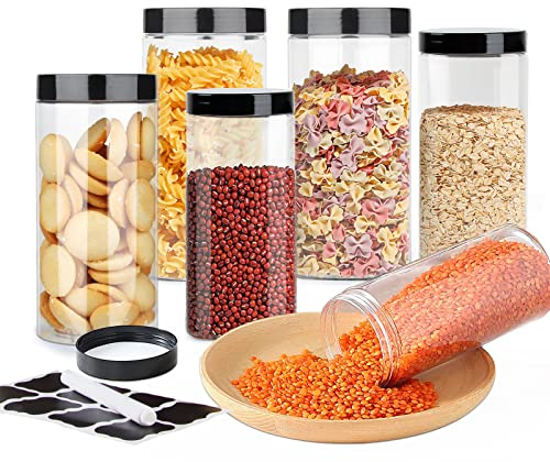 Huanmin 6Pcs Boite a Farine, Boite a Cereales, Boite Rangement Plastique Cuisine, Bocal spaghetti, Boite plastique alimentaire pour céréales, farine, sucre, céréales dans la cuisine