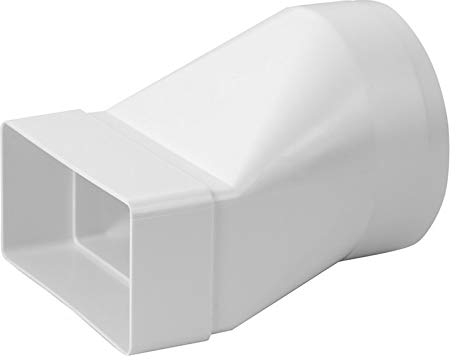 Steinberg14 White 110x55mm - Ø 100mm Flat Channel to Round Pipe Ducting Adaptor - Plastic Connector, Adapter, Reducer - 4.3 x 2.1 inch to Ø 4 inch