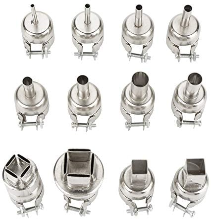 12 Pcs Hot Air Gun Nozzle Hot Air Rework Station Nozzles, Hot Air Reflow Nozzles Heat Gun Nozzle Kit for 850 Hot Air Soldering Station