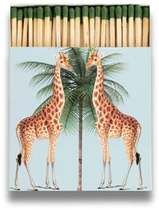 Curator Home Luxury Gift Long Safety Matches I Stylish Square Matchbox (Giraffes)