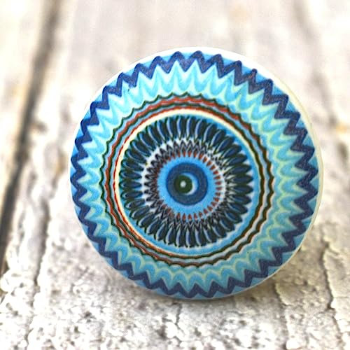 ARTISNO Ceramic Multicolor Knobs Kitchen Cabinet Drawer Knobs Hardware Knobs Handmade Knobs Cabinet Knobs Ceramic Door Knobs. Set of 10 (Design 4)
