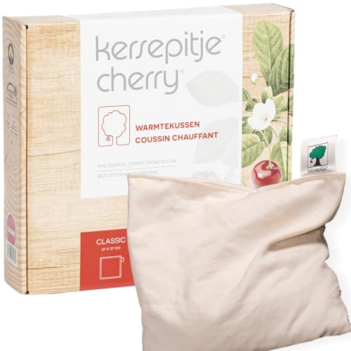 Kersepitje® Classic Ecru - Quadratisches Kirschkernkissen - das EINZIG Wahre - 27x27cm