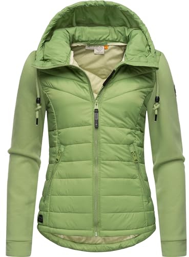 Ragwear Damen Übergangsjacke leichte Steppjacke kurz mit weichen Ärmeln und Kapuze Lucinda Light Green24 Gr. L