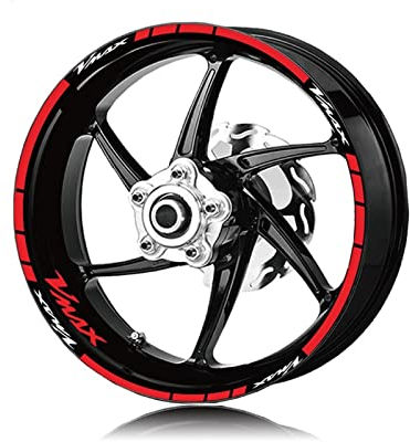YESKIT Modifizierte dekorative Aufkleber Motorrad Rad Vorne Hinten Reifen Logo Reflektierende Streifen Kit Aufkleber Felge Wasserdichter Aufkleber Für VMAX VMAX (Color : Rosso)