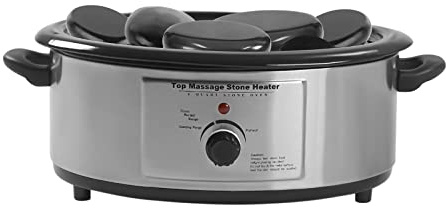 Calentador de piedras de masaje, 6 L, color negro, esmalte de aluminio, acero inoxidable, moderno, duradero, 750 W, estándar de la UE 220 V, 50 Hz, 212 ℉, 6,34 cuartos de cuarto, 18 x 12 x 9,8