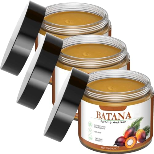 Raw Batana Oil for Hair Growth - Pure and Raw Unrefined Batana Oil, Organic Batanaoil Prevents Hair Loss, Restores Damaged Hair and Scalp, Promotes Hair Thickness for Men & Women (3PC)