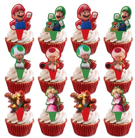 48Pcs Cartoon Cake Toppers Wrapper Set, Tortendeko Kuchendekoratio für Kinder, Karikatur Anime Figuren Party Kuchen Deko für Kinder Geburtstag Party Dekoration
