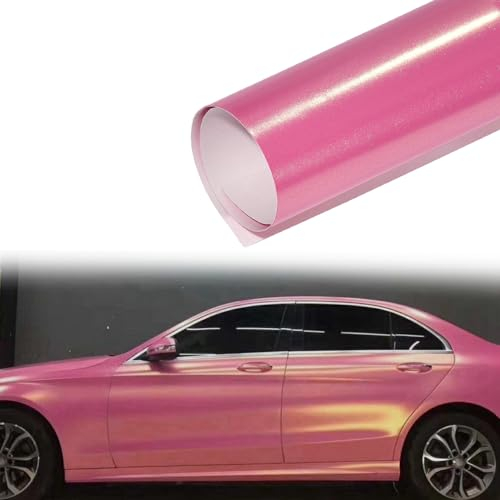 Blueshyhall Autofolie, Auto Folie Rosa Matt mit Golden Glizter Reflexen, Car Wrapping Folie Glitzer Rosa Gold Matt Selbstklebend Innen Außen, Tunning Folie für Auto Motorrad Fahrrad (50 x 152 cm)