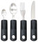 VZU 4PCS Disability Aids, Easy Grip Cutlery Adult, Caring Cutlery, Adaptive Utensils Forks, Wide Handled Aids for Arthritic Patient, Elderly, Disabled (Black-Straight Handle)