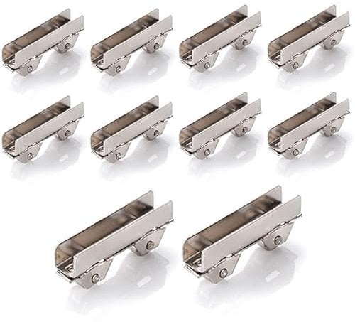 10pc Silver Glass Door Wheel Clamps - Sliding Door Roller, Window Bearing Wheel for 8mm Thick Glass, 46x20mm