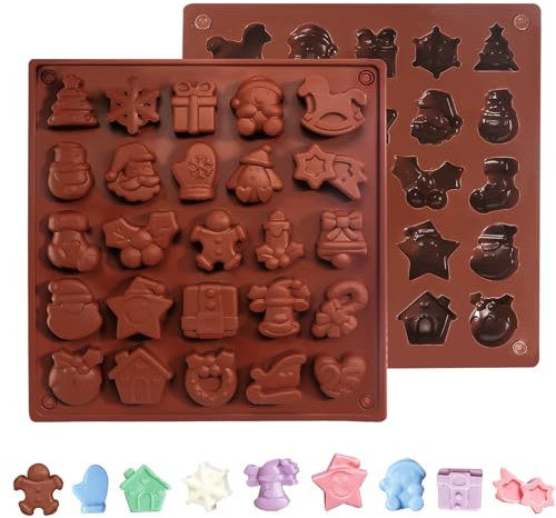 Stampi Cioccolatini 2 Pezzi Stampi in Silicone Stampo Cioccolato Stampo Silicone Natale Stampo Tavoletta Cioccolato per Realizzare Cubetti di Ghiaccio Gelatina di Cioccolato