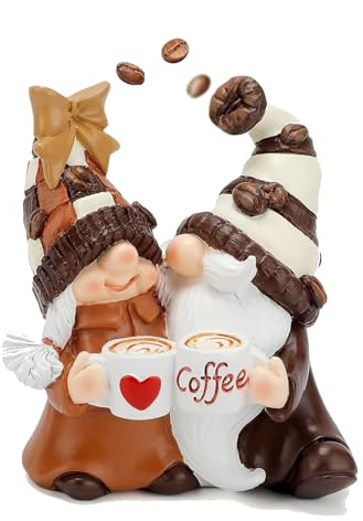 Kubiams Coffee Gnomes Collectible Figurines Resin Miniature Gnome Statues Kitchen Tabletop Ornaments Swedish Tomte Elf Dwarf Decor Coffee Bar Decor Accessories