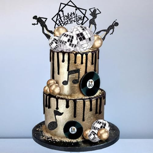 ZOSIGN 36 Stück Discokugel Kuchen Toppers, Disco Ball Cake Toppers, Silber Discokugel Kuchen Deko, Discokugel Tortendeko, für 70/80/90er Disco Musik Dance Mottoparty Dekorations