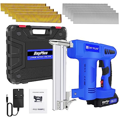 2 in 1 Electric Nail Gun & Staple Gun,Staple Gun Heavy Duty for Wood,Electric Nail Gun,Ideal for Interior Decoration, 500 Nails, 500 Staples, with 1500mAh Battery