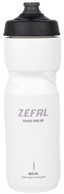 ZEFAL Sense Pro 80 Bidón Bicicleta Blanco - Botella Ciclismo - Bidón MTB/Bici Montaña o Bicicleta de Carretera - Blanco, 800ml, 85g - Fabricado en Francia