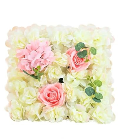 Kunstblumen Wandpaneele Wanddekoration aus Kunstseide mit Blumen, Kunstblumen, Wanddekoration, elegante künstliche Rosen, Wandpaneel for Hochzeit, Brautparty, Baby für Hochzeit, Hintergrun(Light Yello