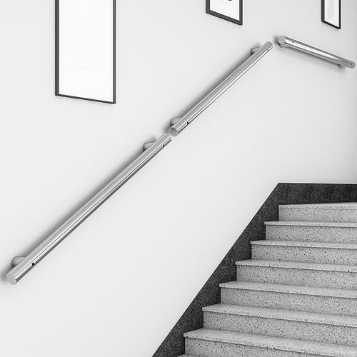 Barre in acciaio resistente per scale interne/esterne, 4 metri, ringhiera rotonda per anziani senza barriere, design per giardini/hotel/portico, per sicurezza e stabilità (480 cm)