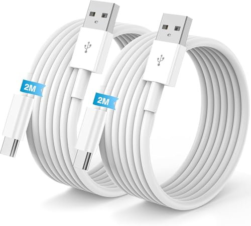 Cable USB C [2 m 2 unidades] iPhone 15 16 Carplay Cable de carga, USB A a USB C Cable Apple USB C Carga rápida para iPhone 16 15 Pro Max, 15 16 Plus, iPad Pro 12.9/11, iPad 10th Gen, cable tipo C para