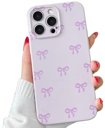 Case for iPhone 13 Pro Max, Cute Ribbon Bow Pattern, Stylish Simple Phone Case, Raised Lens Edge Protection, Aesthetic Bowknot Slim Soft TPU Durable Protective Cover for iPhone 13 Pro Max - Purple