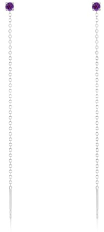 Amethyst Ohrstecker 585 Gold Edelmetall Hängende Ohrringe Schmuck Vollgold Monatstein Edelstein Natürlich (585 Weißgold)