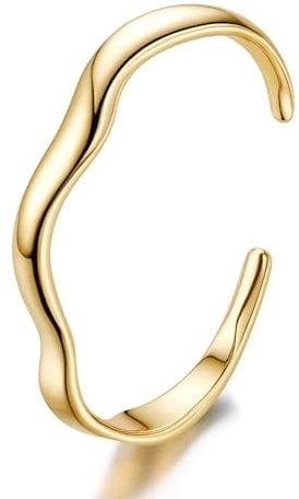 YADOCA Gold Bangles for Women Adjustable Cuff Bracelet Stainless Steel Gold Bracelet Jewellery for Women, Wave