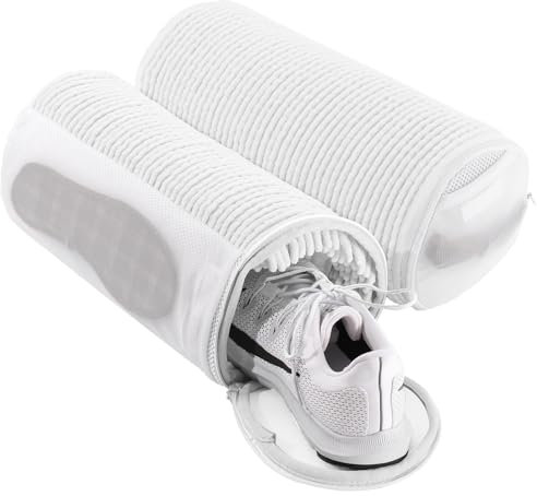 Teletrogy Sacchetto Scarpe Lavatrice 2 Pezzi, Pulizia a 360° Completa — Lava Scarpe, Lacci e Solette Insieme, Borsa Lavatrice per Scarpe da Ginnastica Riutilizzabile con Cerniera Nascosta, Bianca