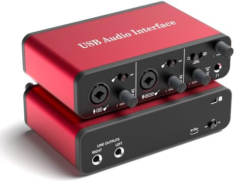 2i2 USB Audio Interface - 24Bit/192kHz Studioaufnahme, 48V Phantomspeisung - Kompatibel mit DAWs, Perfekt für Musik, Podcasting & Voiceover (Mac/PC)