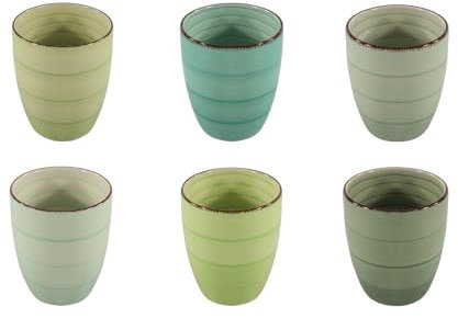 Cookinglife Delice | Tasses sans Anse x6 | 350 ml | Céramique | Tasses à Thé | vert | Lave-vaisselle, Micro-ondes, Four