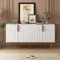 Zubaliya Buffet Salle a Manger Moderne 152,5×40,5×80 cm avec 4 Portes et poignée en métal doré,Buffet Cuisine,Meuble de Rangement pour Salle à Manger,Salon,Blanc