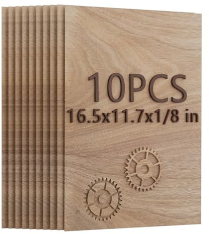 Creatorally Confezione da 10 fogli di compensato di noce nero, 41,5 x 30,6 x 0,3 cm, ideali per taglio laser, incisione, artigianato fai da te, combustione del legno, insegne e decorazioni per la casa
