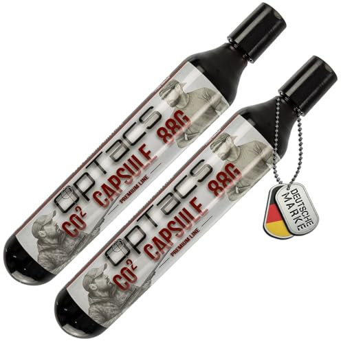 OpTacs 88g CO2 Kapsel 2er Set – CO₂-Kartusche für Luftdruckwaffen, Airsoft, Paintball – Gewinde M16x1,5 – langanhaltend & präzise