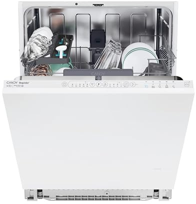CANDY - Lave-Vaisselle Encastrable - 14 Couverts - Classe Énergétique B - Maxi Cuve, Cycle Rapide 49 min, Contrôle à Distance, Départ Différé - Blanc - 81,8-89,8 x 59,8 x 55 cm - Modèle CI 4B7L0W