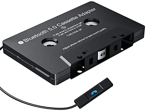 Mersoco Adattatore Bluetooth 5.0 per cassette con funzione vivavoce - Adattatore auto da cassetta a AUX per autoradio, compatibile con smartphone, lettore MP3, PC