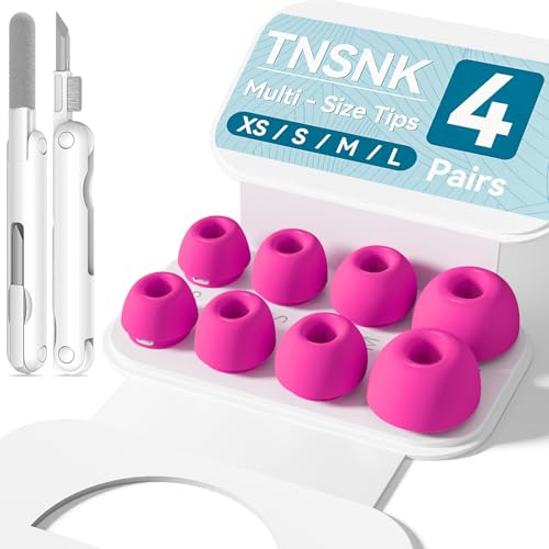 TNSNK Ersatz Ohrstöpsel für AirPods Pro 2nd/1st, Rosenrot (XS/S/M/L) | 4 Paar, Anti-Slip, Weiches Silikon, Hautfreundlich, mit Cleaning Kit & Organisator