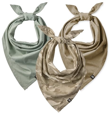 Pet Passion Bandit - THE PET Bandana 100% Organic Cotton Pet Bandanas Clothes for Small, Medium, Large Dogs​​, 3-Pack Sage Camo, Medium/X-Large