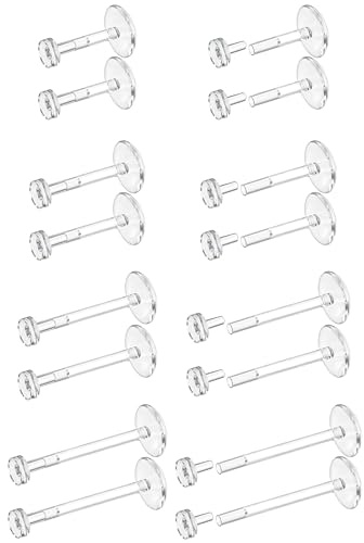 Dochais 16G 18G Klar Piercing Retainers Flexible Acryl Knorpel Daith Tragus Helix Piercing Stecker Retainer Klare Nasenpiercing Lippenpiercing Labret Ring Retainer 16 Stück 6mm 8mm 10mm 12mm