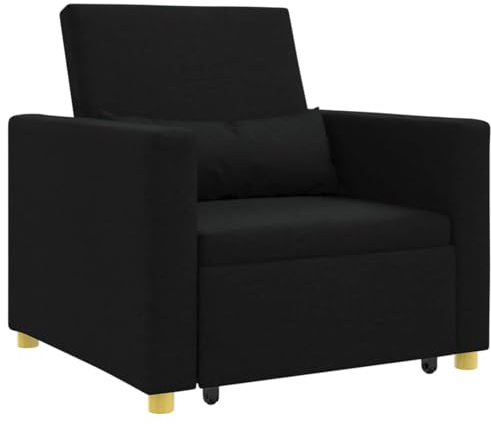 HETFTJN 3in1 Roll-Schlafcouch Schwarz 90x165x87 cm Stahlrahmen Langlebiges Stoffsofa einfach umwandelbar zum Liegesessel für Wohnzimmer Gästezimmer und kleine Flur