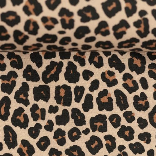 Baumwollstoff Leomuster Meterware – 100 % Baumwolle – 147 cm breit – Öko-Tex Standard 100 – Leopardenmuster – 2 Farben - COUPONS - keine Meterware (camel, 0,5 m)