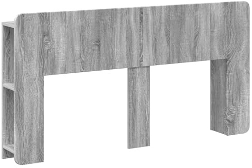 QJBSAVVA Kopfteil Schrank 182,5cm Bettregal Graues Sonoma Holzwerkstoff Modernes Betthaupt mit Stauraum für Schlafzimmer Bett Überbau Schrank Wandmontage U-Form