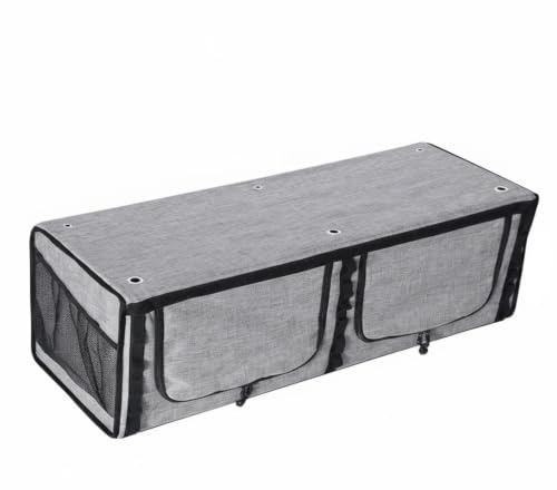 Kuntesetty Fahrzeugdachaufbewahrung Aufbewahrungseinheit Hängeschrank Faltbox Textil Polyester Reißverschluss Mesh Seite für Innenraumaufbewahrung, Grau