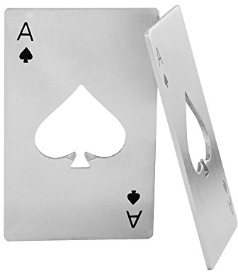 2x Diawell Flaschenöffner Kapselheber Edelstahl Flaschen Öffner Spielkarte Ass Poker Bier Soda