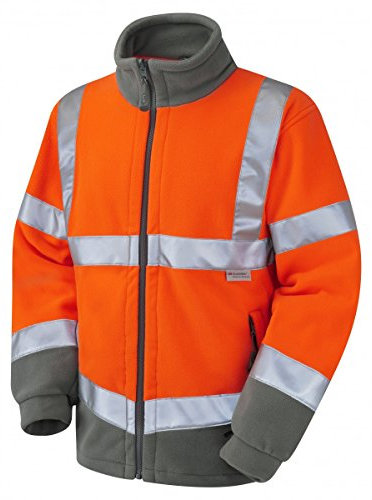 Leo Workwear Hartland Anti-Pill Fleece 280gsm Fleece Jacket, Large, Hi-Vis Orange