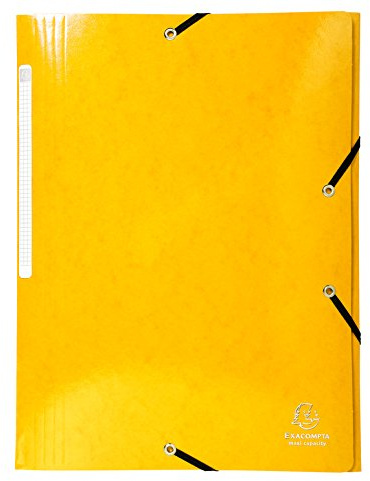 Exacompta Dokumentenmappe, 3 elastische Klappen, max. Kapazität IDERAMA laminiert, 425 g, Gelb, 3 Stück